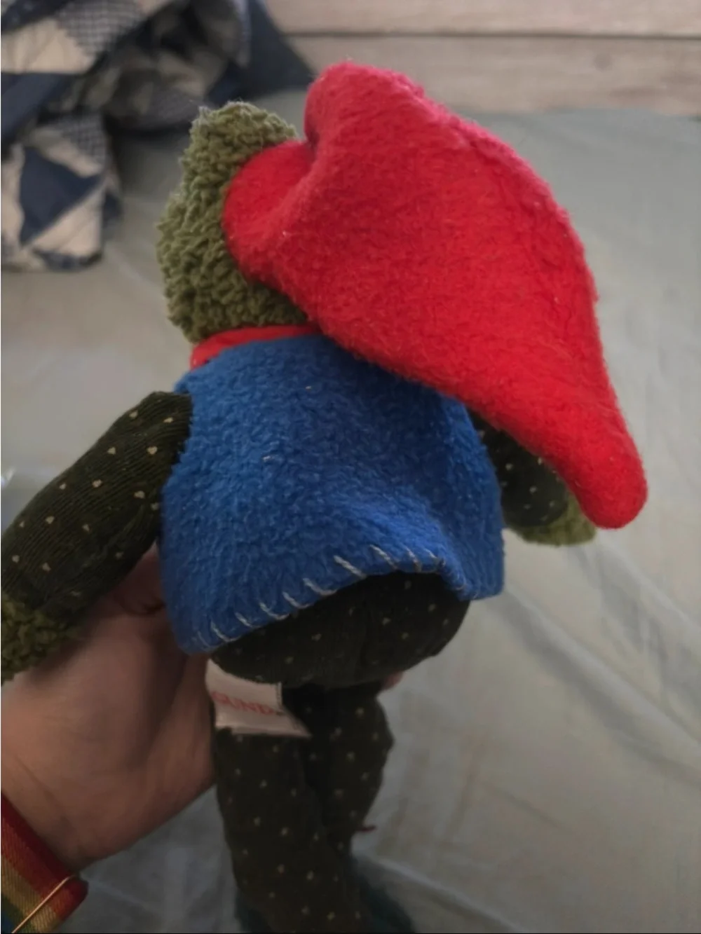 Gund Plush Green Frog with Red Scarf and Blue Vest vintage collectors
